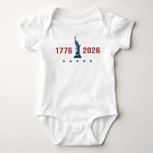 Body Para Bebê Estátua da Liberdade Vermelho Branco Azul EUA 250