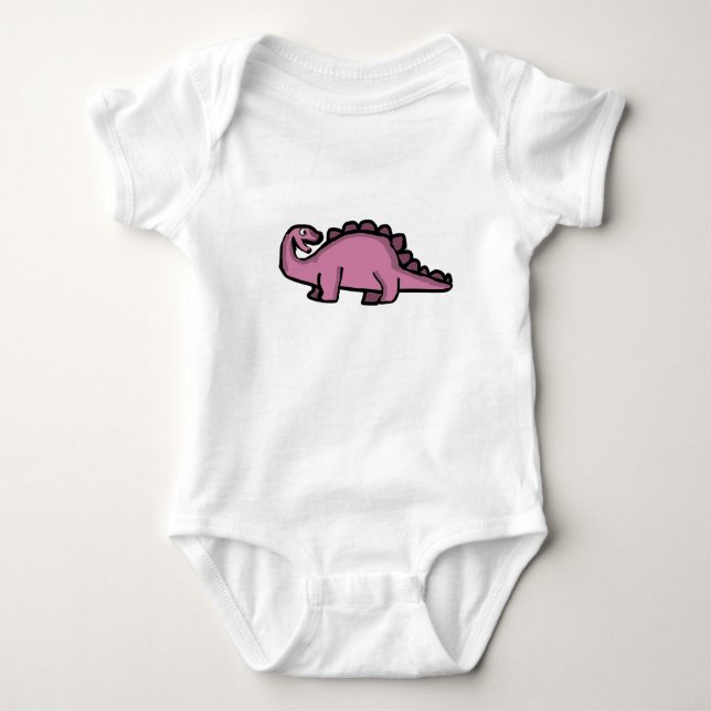 Body Para Bebê Estegossauro Dinossauro Rosa Fofo (Frente)