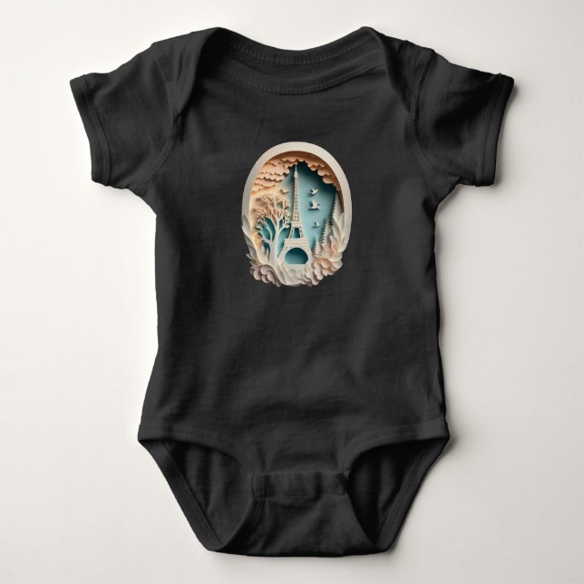 Body Para Bebê Estilo de Corte de Paperço de Paris (Frente)