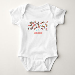Body Para Bebê Estilo de desenho animado de lula rosa e engraçado