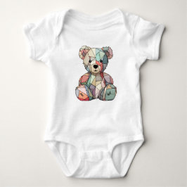 Body Para Bebê Estilo de Patchwork Bear & Heart Motif