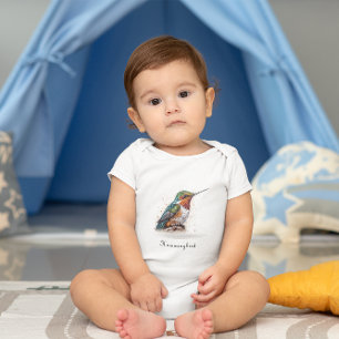 Body Para Bebê Estilo de pontilhismo de beija-flor bonito e color