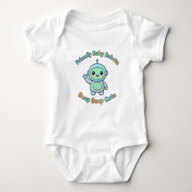 Body Para Bebê Estilo Robô Crianças Divertidas - Algodão (Frente)