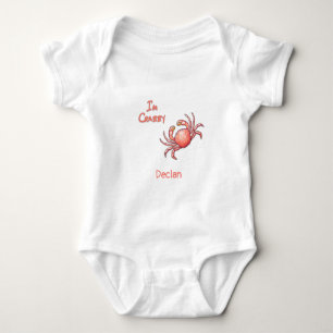 Body Para Bebê Estou Mal-Humorado Crustáceo Nome de Bebê Personal