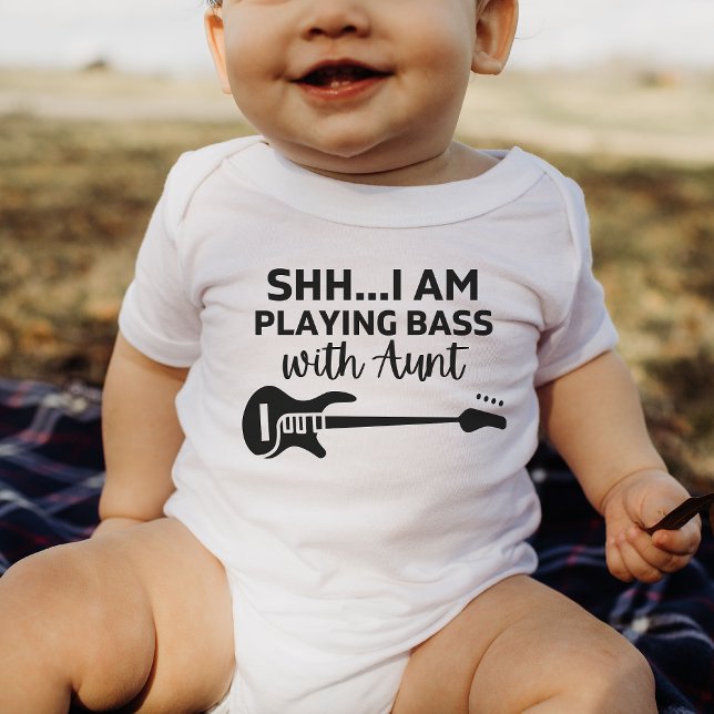 Body Para Bebê Estou tocando Bass com a tia Funny Bass Lover (Criador carregado)