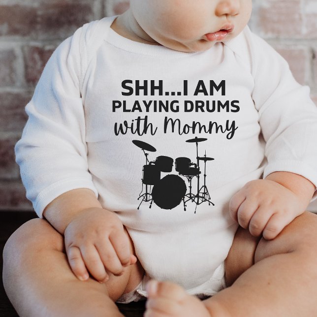 Body Para Bebê Estou tocando tambores com Mamãe Engraçado Drummer (Criador carregado)