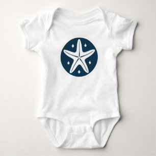 Body Para Bebê Estrela-do-mar com Estrelas Brancas
