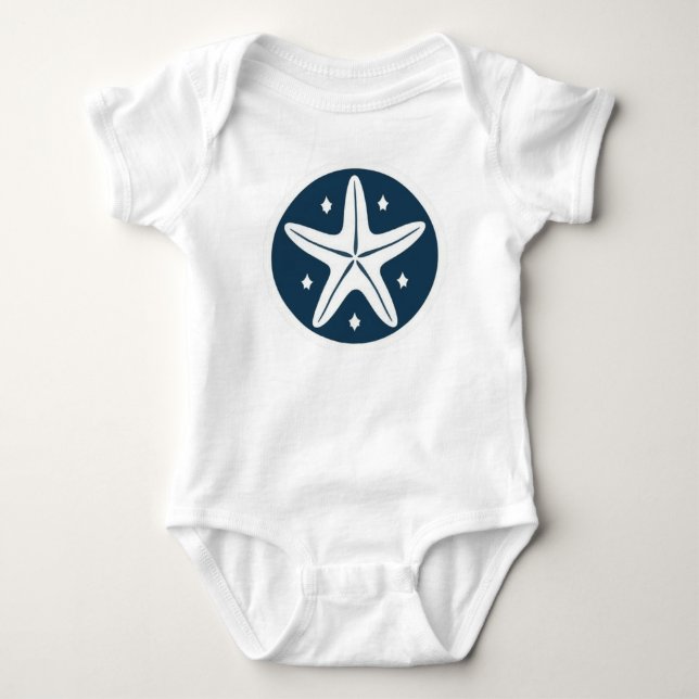 Body Para Bebê Estrela-do-mar com Estrelas Brancas (Frente)