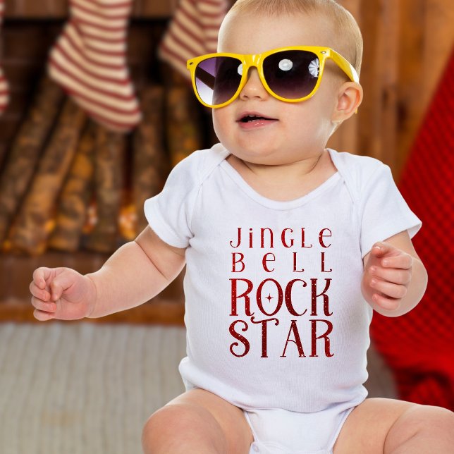 Body Para Bebê Estrela do Rock do Sino, Natal (Criador carregado)