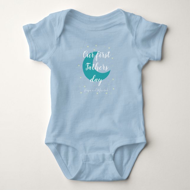 Body Para Bebê Estrela e Lua Personalizados 1º Dia dos Pais (Frente)