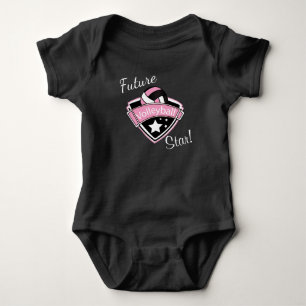 Body Para Bebê Estrela Futura de Voleibol - Rosa, Branco e Preto