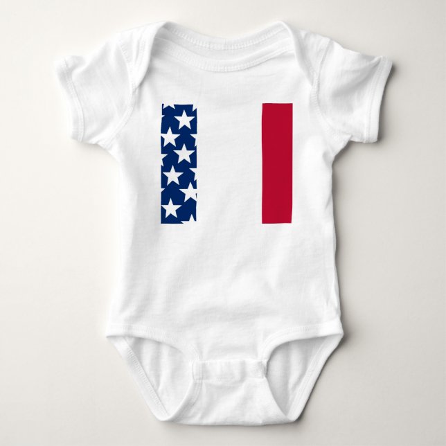 Body Para Bebê Estrelas e faixas vermelhas, brancas e azuis 4 de  (Frente)