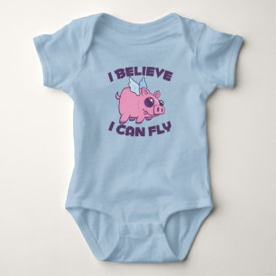 Body Para Bebê Eu Acredito Que Posso Voar Porquinho Fofo Kawaii