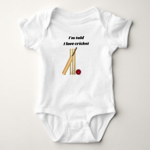 Body Para Bebê Eu adoro críquete com Design de wickets