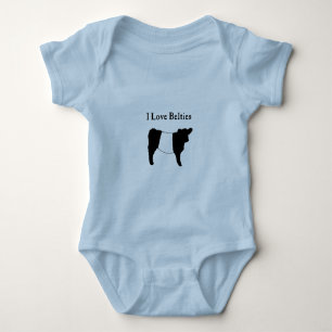 Body Para Bebê Eu amo Belties - branco preto vacas cercadas de