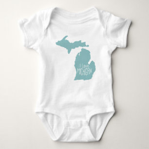 Body Para Bebê Eu amo Cinzas Azuis de Michigan