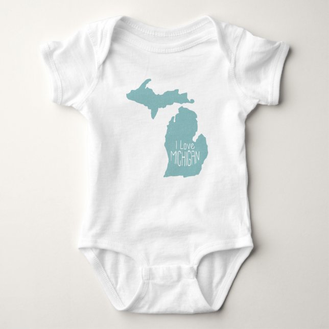 Body Para Bebê Eu amo Cinzas Azuis de Michigan (Frente)