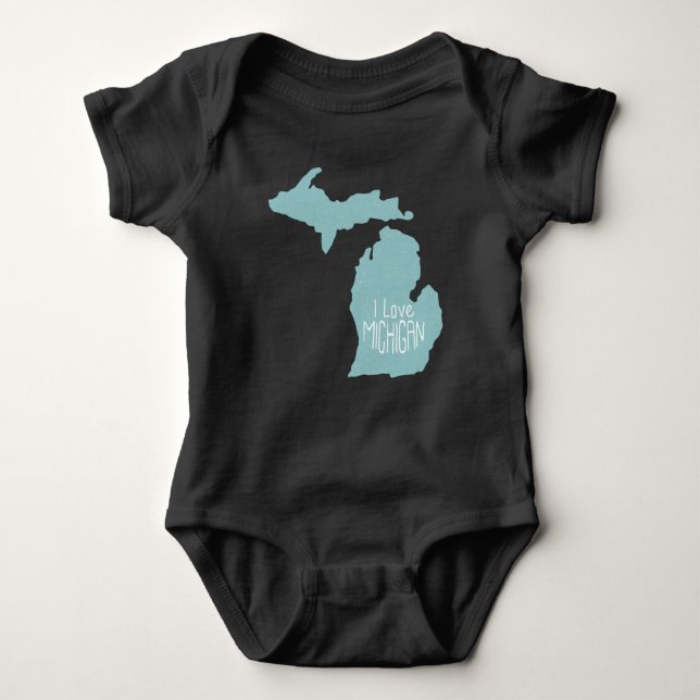 Body Para Bebê Eu amo Cinzas Azuis de Michigan (Frente)