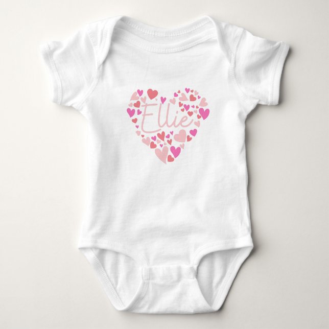 Body Para Bebê Eu amo corações da Ellie em rosa (Frente)