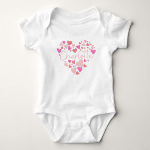 Body Para Bebê Eu amo corações de Charlotte em rosa