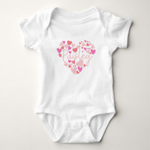 Body Para Bebê Eu amo corações Paisley em rosa