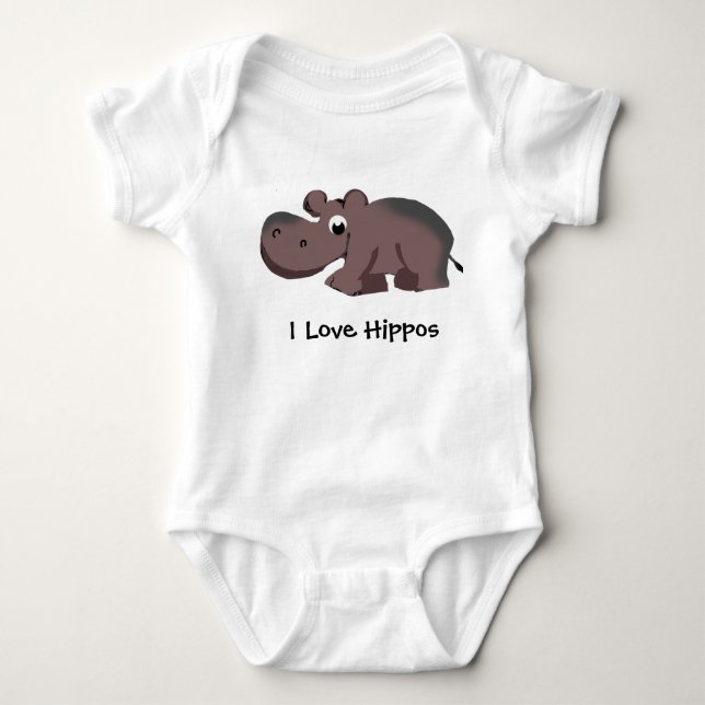 Body Para Bebê Eu Amo Hippos (Frente)