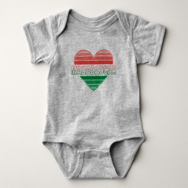 Body Para Bebê Eu amo Madagascar, coração malgaxe (Frente)