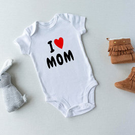 Body Para Bebê Eu amo MÃE | Coração texto personalizado MÃE