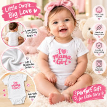 Eu Amo Mama Bebê Menina Bodysuit – Bebê Rosa Fofo