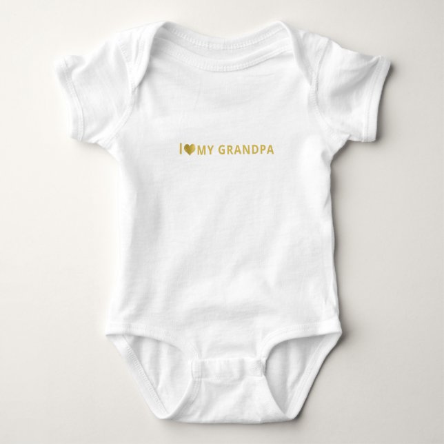 Body Para Bebê Eu Amo Meu Avô Coração Dourado (Frente)