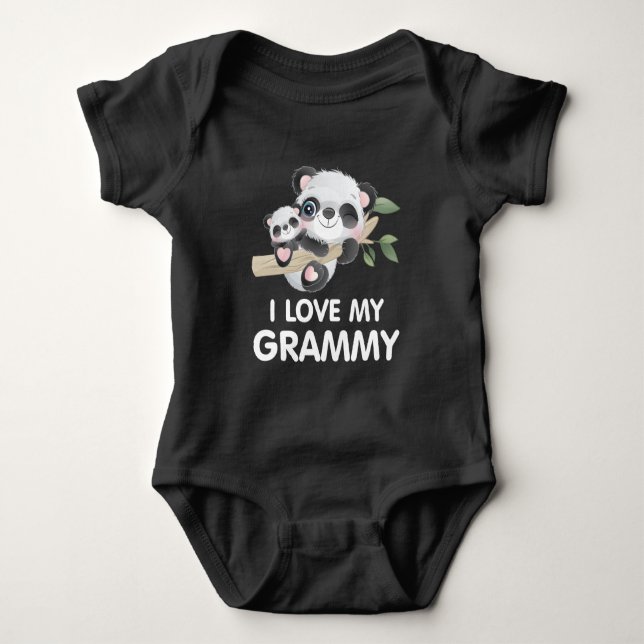 Body Para Bebê Eu Amo Meu Grammy Bebês e Pandas Adultos Fofos (Frente)