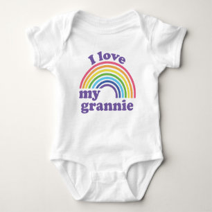 Body Para Bebê Eu Amo Meu Grannie - Cute Rainbow
