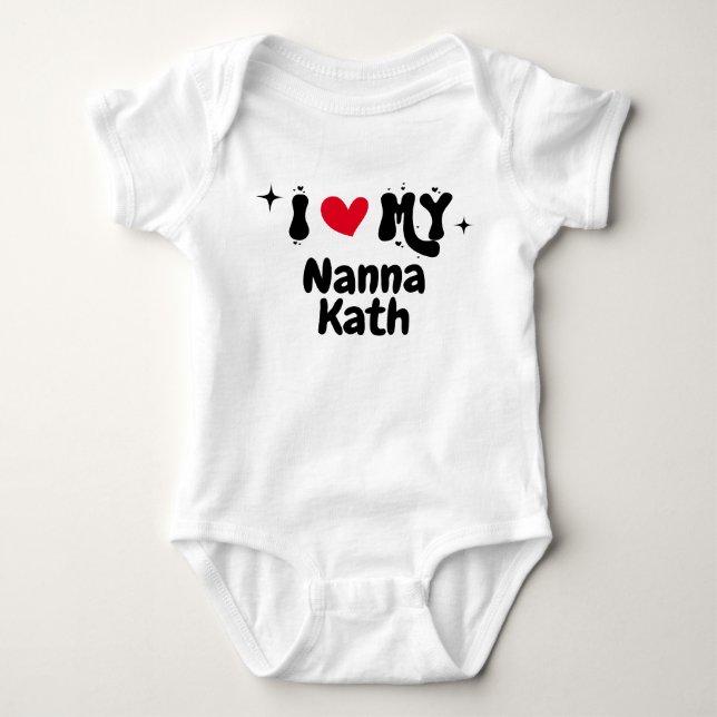 Body Para Bebê Eu Amo Meu Nanna Retro Stars Personalizável Newbor (Frente)
