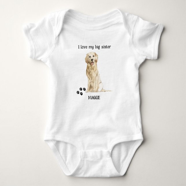 Body Para Bebê Eu Amo Meu Ouro Irmã Mais Vestido Bebê De Cachorro (Frente)
