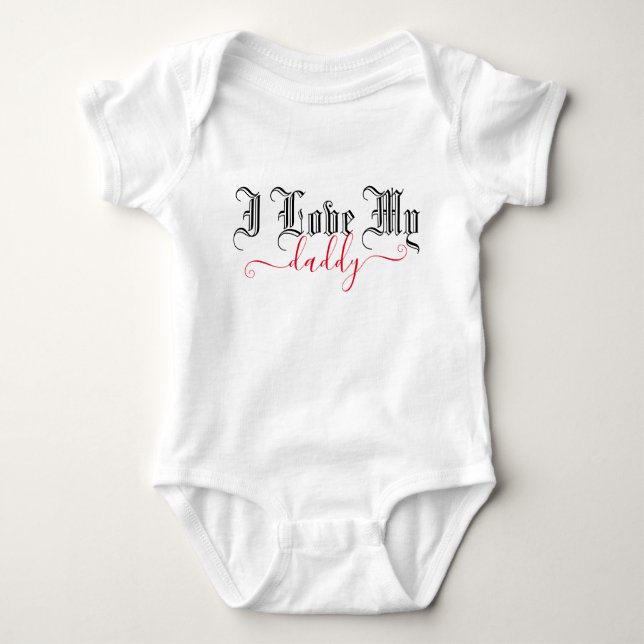 Body Para Bebê Eu Amo Meu Pai | Script Vermelho Personalizável (Frente)