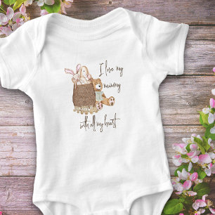 Body Para Bebê Eu Amo Meu Urso de Pelúcia da Mamãe na Cesta de Br