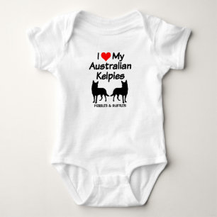 Body Para Bebê Eu Amo Meus Dois Cães Kelpie Australianos Silhouet