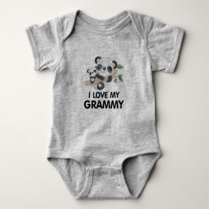Body Para Bebê Eu Amo Minha Avó Pandas Bebês e Adultos Fofos