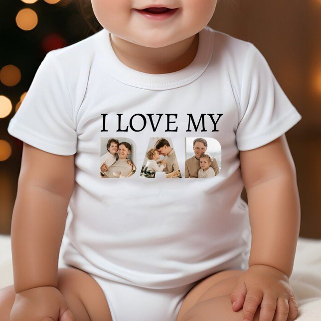 Body Para Bebê Eu Amo Minha Colagem De Fotos De Pai (I Love My Dad Photo Collage Baby Bodysuit
)