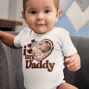 Body Para Bebê Eu Amo Minha Foto Marrom Rosa Pai