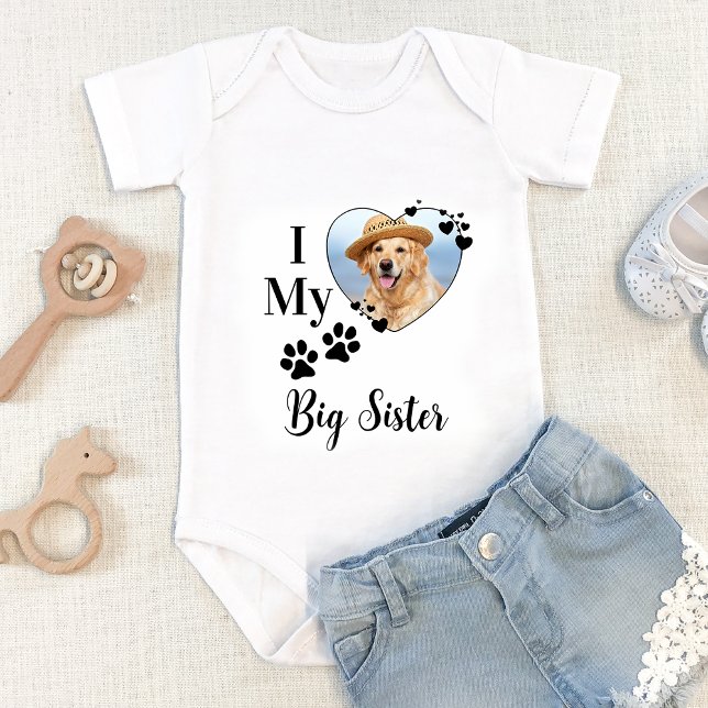 Body Para Bebê Eu Amo Minha Irmã Personalizada Foto De Cachorro D (Criador carregado)