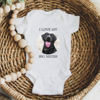 Body Para Bebê Eu Amo Minha Irmã Personalizada Foto De Cachorro D