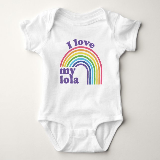 Body Para Bebê Eu Amo Minha Lola - Cute Rainbow (Frente)