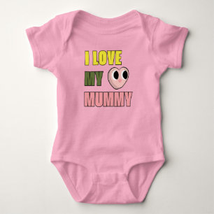Body Para Bebê Eu Amo Minha Mamãe Desenho 70s Fofo Amarelo Verde