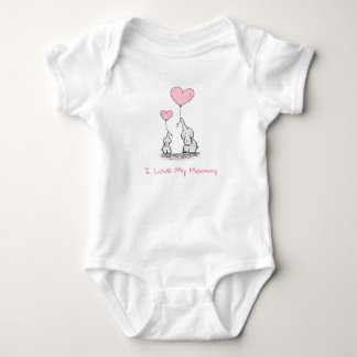 Body Para Bebê Eu Amo Minha Mamãe! Elefantes e Balões Rosa