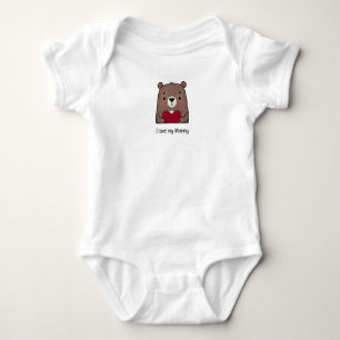 Body Para Bebê Eu Amo Minha Mamãe, Urso Marrom Personalizado