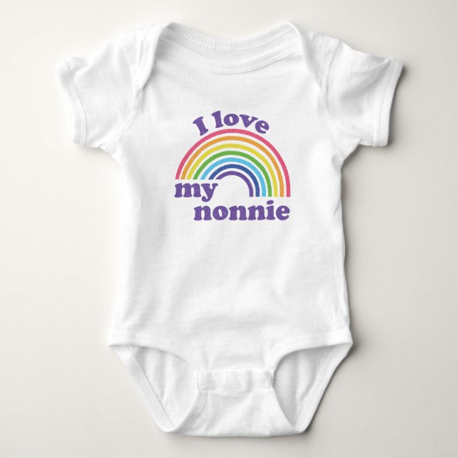 Body Para Bebê Eu Amo Minha Nonnie - Lindo Arco-Íris (Frente)