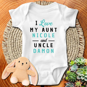 Body Para Bebê Eu amo minha tia e tio Meninos Personalizados ou M