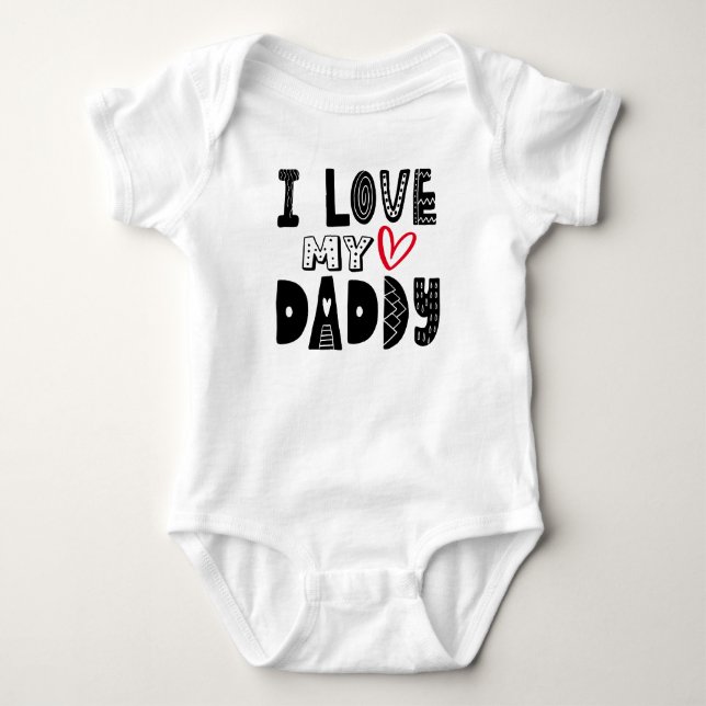 Body Para Bebê Eu Amo Minha Tipografia Cardíaca Pai (Frente)