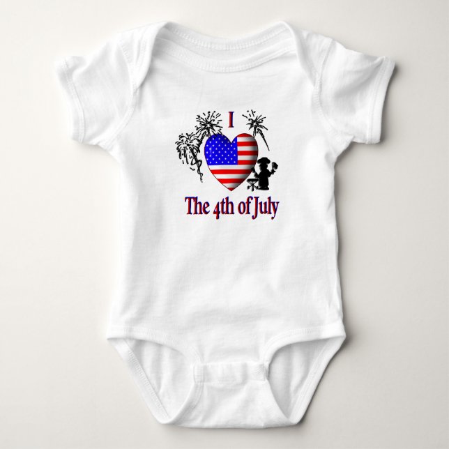 Body Para Bebê Eu Amo o 4 de Julho (Frente)
